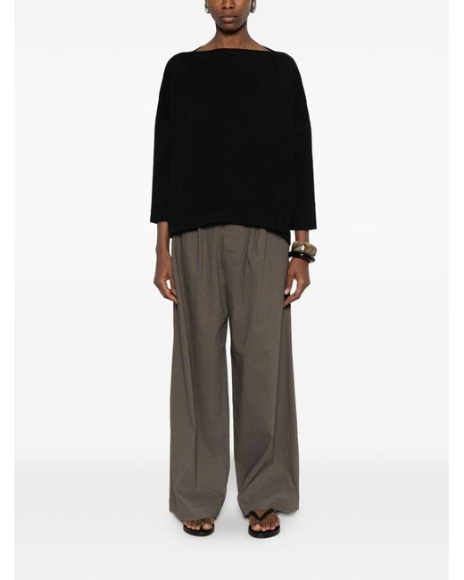 Daniela Gregis Black Cotton Boat-Neck Sweater