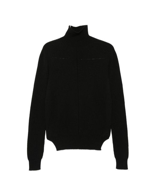 Rick Owens Black Wool Turtle-Neck Sweater