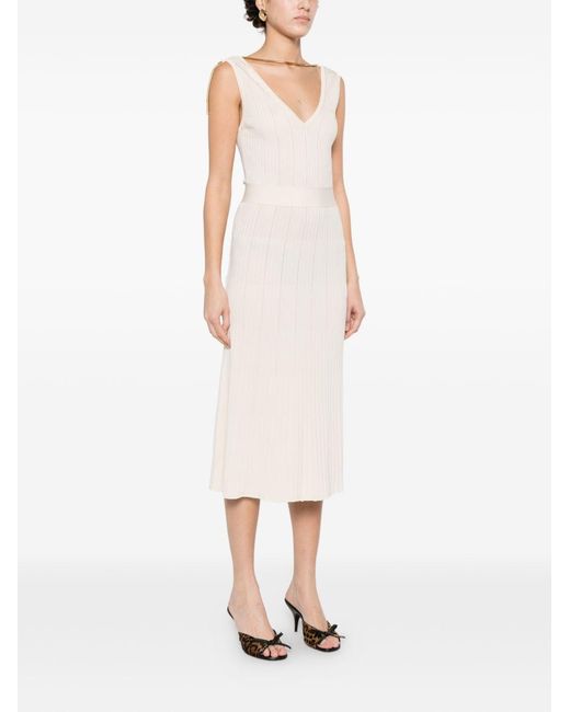 Elisabetta Franchi White Knitted Midi Dress