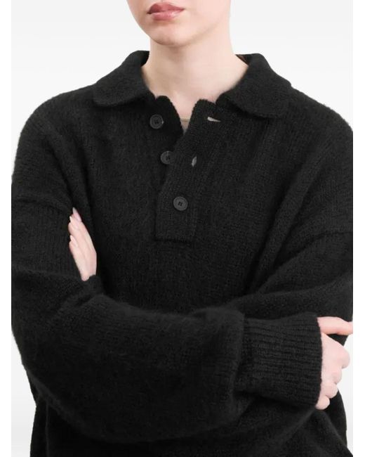 Studio Nicholson Black Long Sleeves With Bottons Polo for men