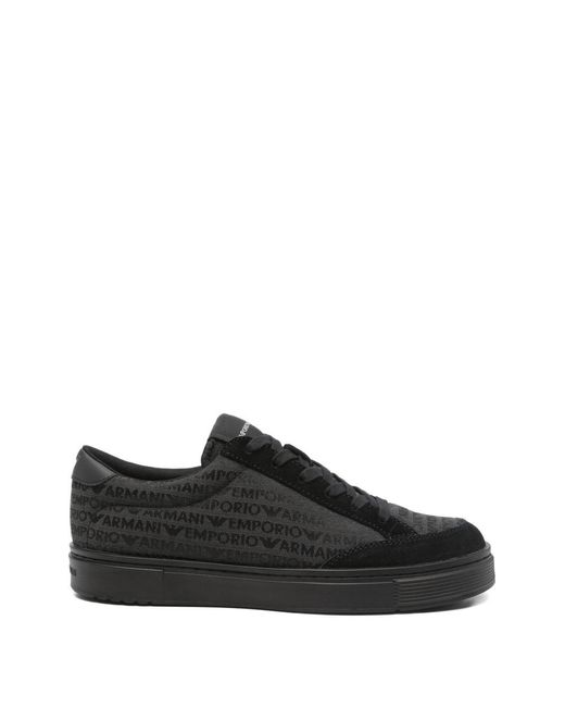 Emporio Armani Black Canvas Sneakers for men