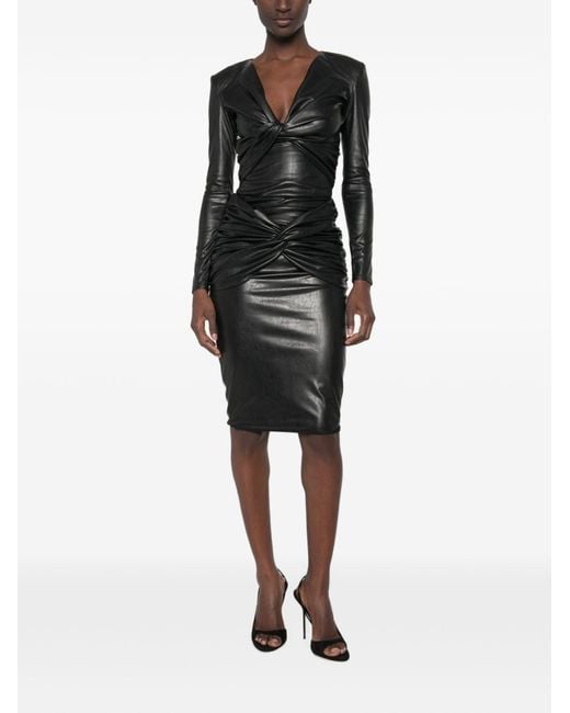 Elisabetta Franchi Black Twist-Detail Long-Sleeve Bodysuit