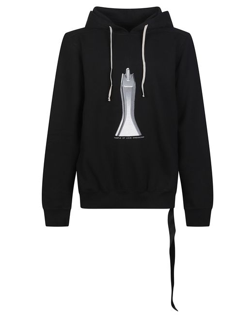 Rick Owens Black Hooded Sweatshirt for men