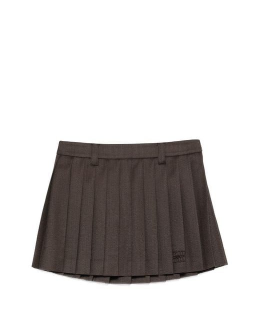 Miu Miu Brown Wool Mini Skirt