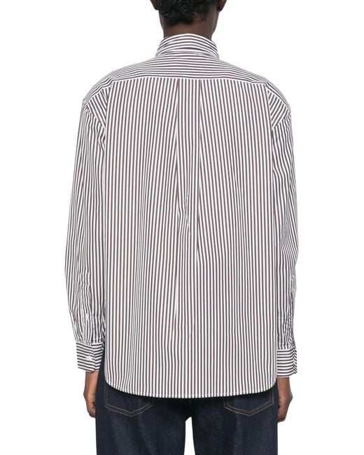 Polo Ralph Lauren Gray Striped Embroidered-Logo Shirt