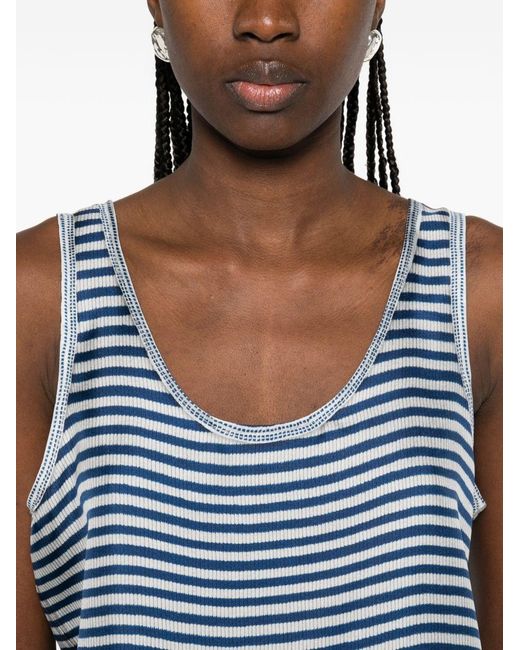 Pierre Louis Mascia Blue Striped Silk Tank Top