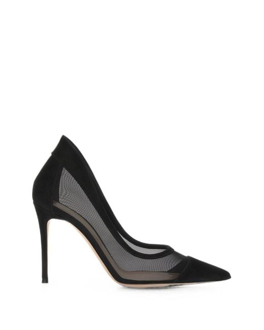 Gianvito Rossi Black Suede And Mesh Pumps