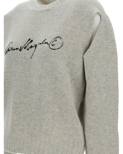MM6 by Maison Margiela Gray Wool Crewneck Sweater