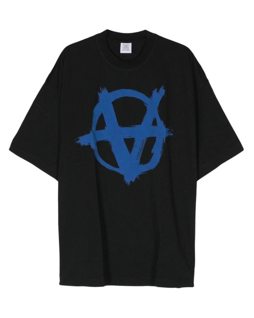 Vetements Black Double Anarchy Cotton T-shirt for men