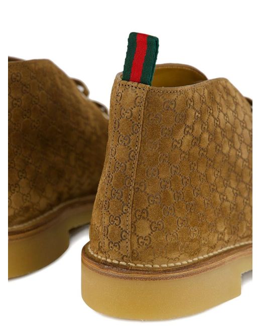 Gucci Brown Gg Monogram Suede Boots for men