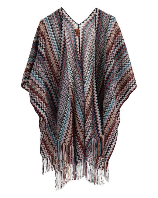 Missoni Gray Poncho With Fringes