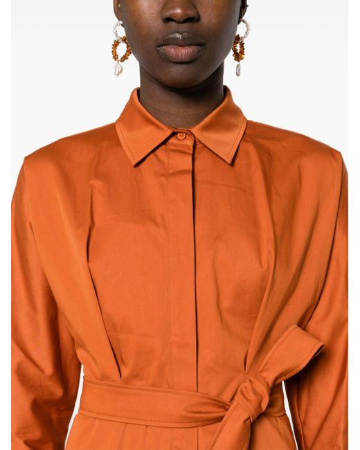 Max Mara Orange Cotton Midi Shirtdress