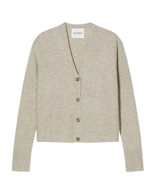 Closed White Wool V-Necked Cardigan