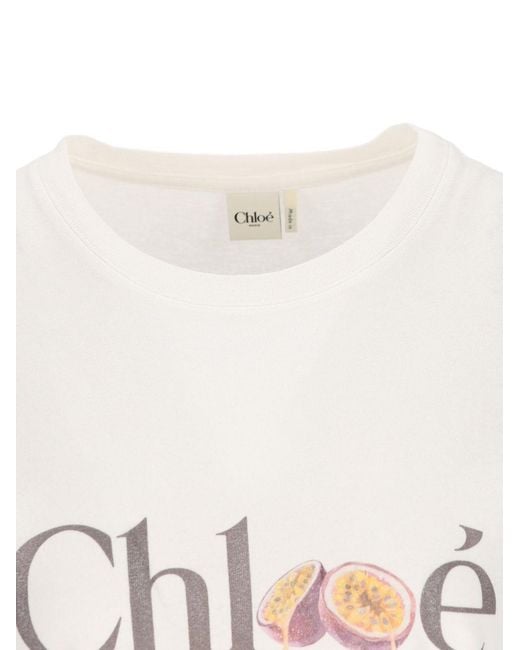 Chloé White Logo Cotton T-Shirt