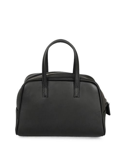 MIZUIRO Black Small Leather Boston Bag