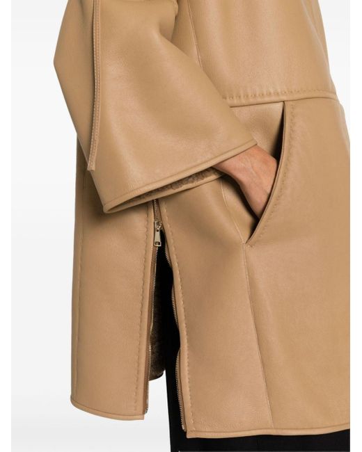 Max Mara Natural Pappino Leather Coat