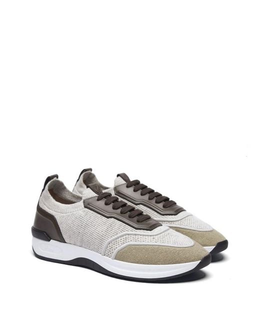 Brioni White Cotton And Linen Blend Sneakers for men