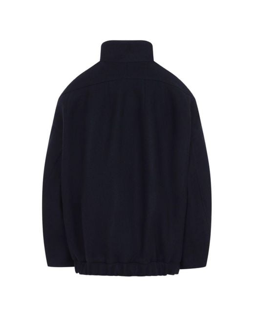 Dries Van Noten Blue Voles Wool Blend Bomber Jacket