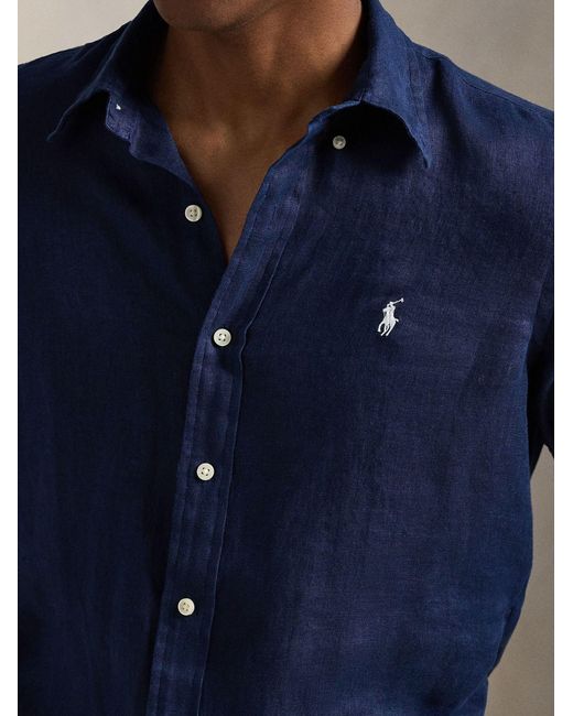 Polo Ralph Lauren Blue Custom-Fit Button-Down Collar Long Sleeve Shirt for men