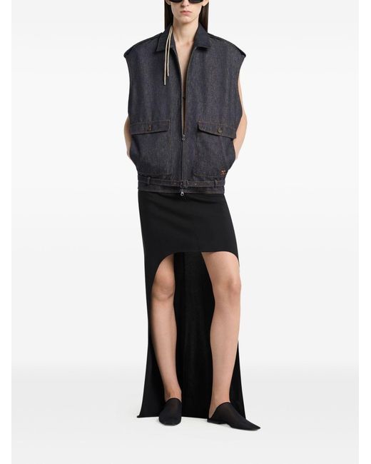 Courreges Blue Denim Sleeveless Bomber Jacket