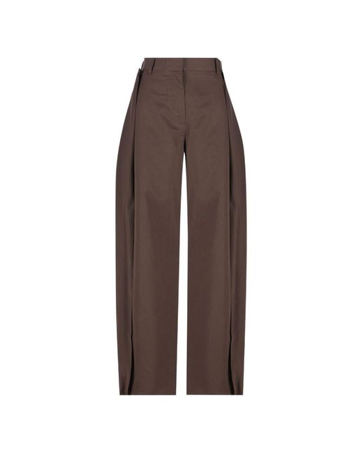 Loewe Brown Cotton And Silk Blend Trousers