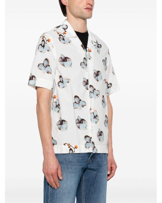 Paul Smith White Floral-print Shirt for men