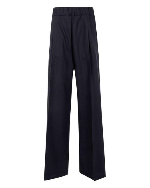 Semicouture Blue Wool Trousers