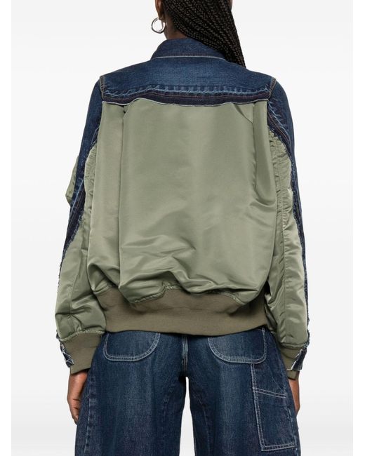 Sacai Blue Denim And Nylon Blouson Jacket