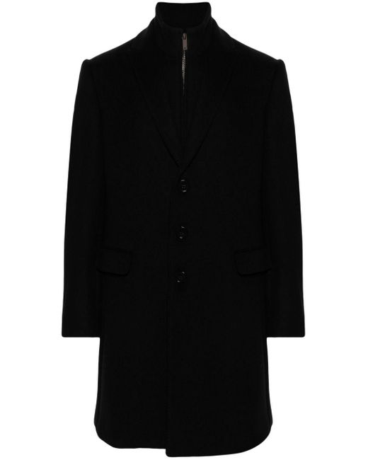 Emporio Armani Black Wool Single-breasted Coat for men