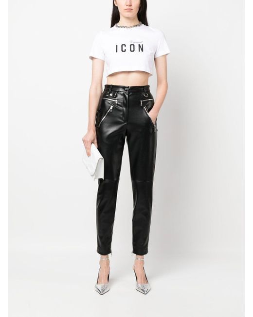 DSquared² White Icon Cropped T-Shirt