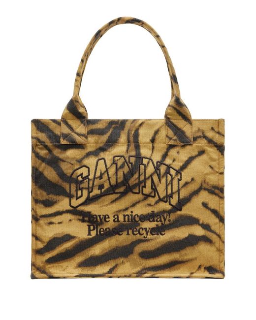 Ganni Metallic Recycled Cotton Large Tote Bag