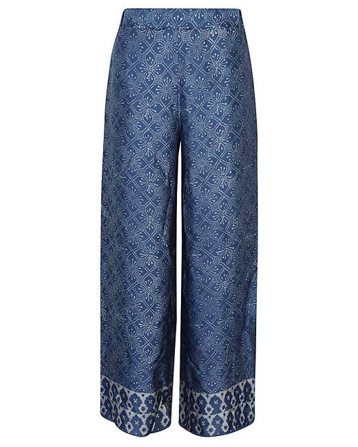OBIDI Blue Printed Silk Trousers