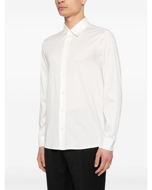 Emporio Armani White Cotton Blend Shirt for men