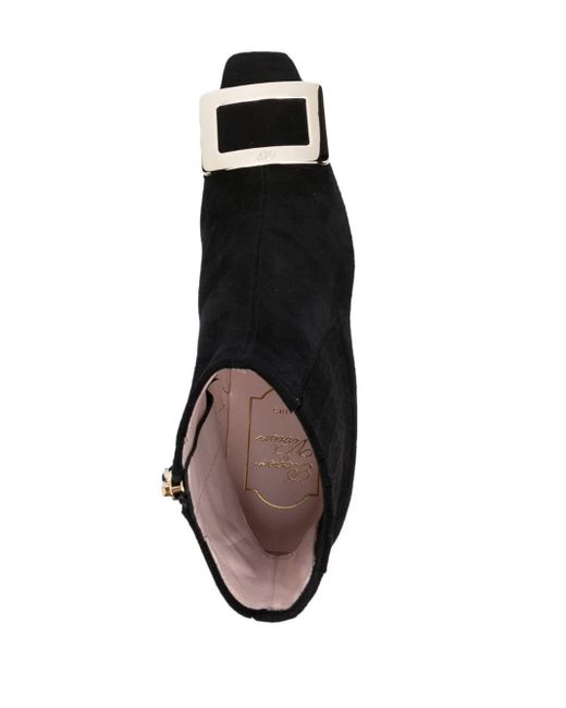 Roger Vivier Black Belle Vivier Leather Heel Ankle Boots