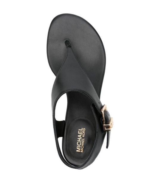 MICHAEL Michael Kors Black Robyn Leather Thong Sandals