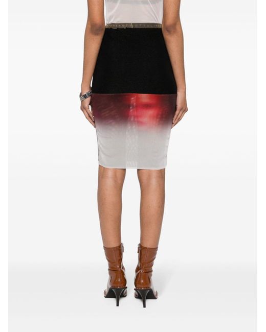OTTOLINGER Black Fade Print Mesh Midi Skirt