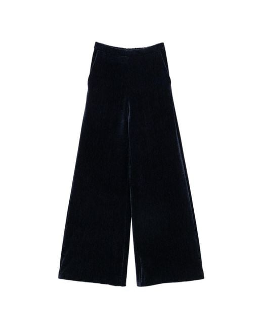 Forte_forte Blue Velvet High-Waisted Trousers