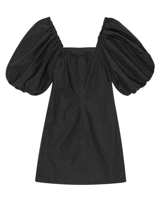 Ganni Black Organic Cotton Mini Dress
