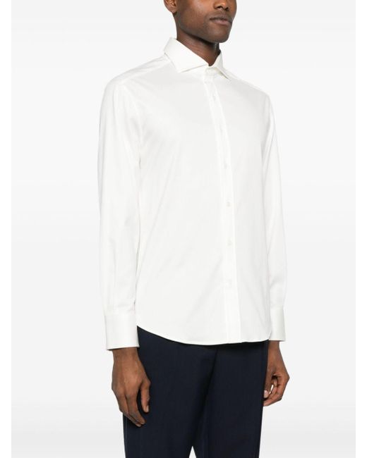 Brunello Cucinelli White Cotton Shirt for men
