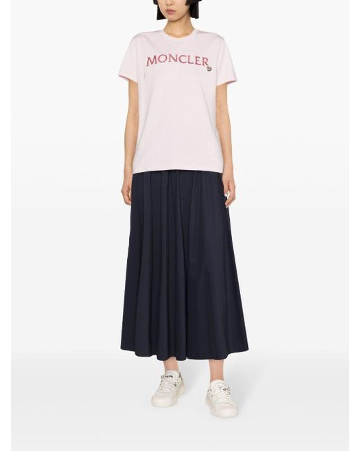 Moncler Pink T-shirt With Embroidered Logo