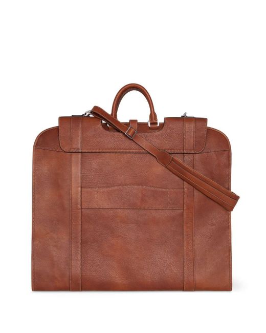 Brunello Cucinelli Brown Buckle-fastened Leather Garment Bag for men