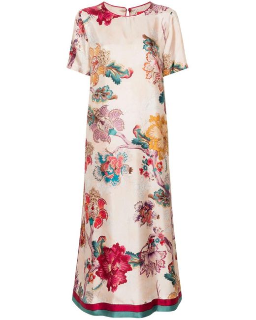 F.R.S For Restless Sleepers White Criso Floral-print Silk Dress