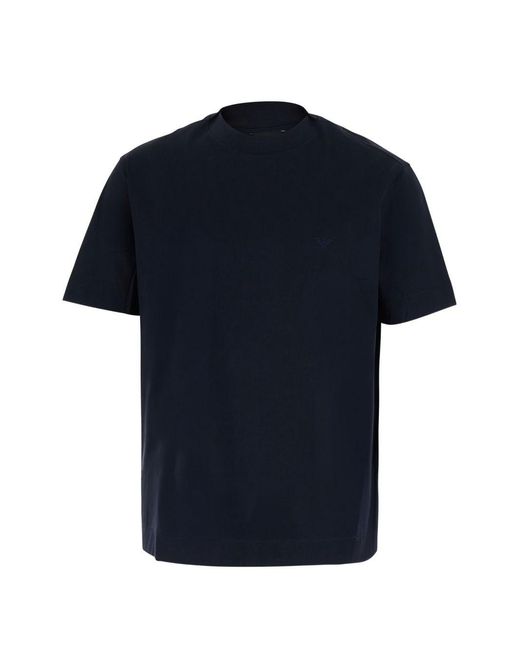 Emporio Armani Blue Logo Cotton T-Shirt for men