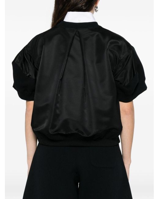 Sacai Black Cotton And Nylon Top