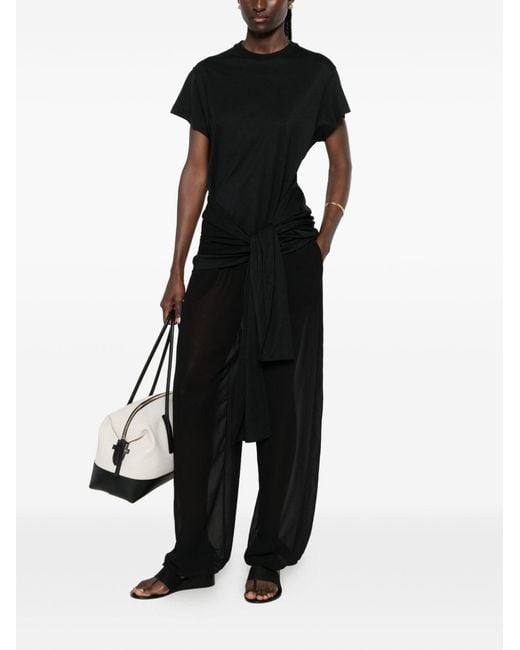 Totême  Black Cotton Blend Tie-Waist Top