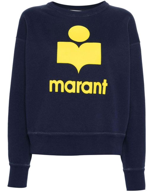 Isabel Marant Blue Moby Flocked-logo Sweatshirt