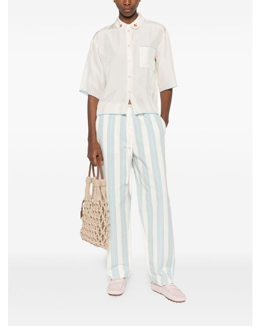Forte_forte White Striped Drawstring Trousers