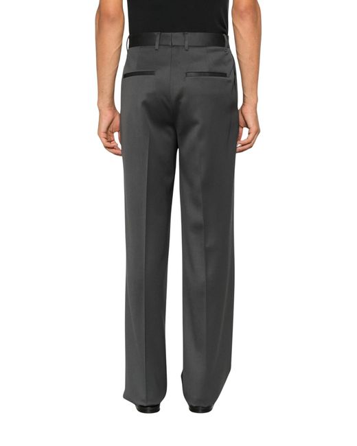 Lardini Gray Pleated Virgin-Wool Trousers for men