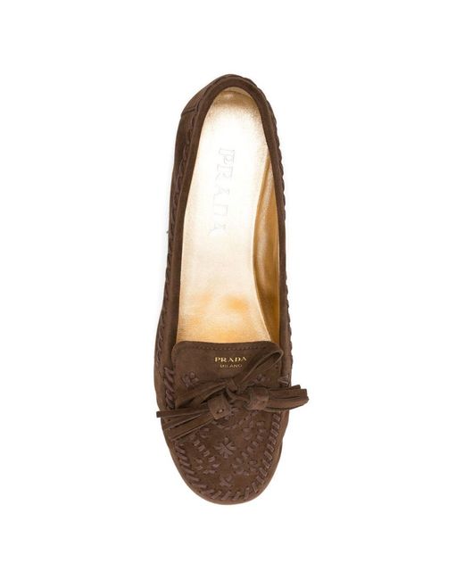 Prada Brown Suede Leather Loafers