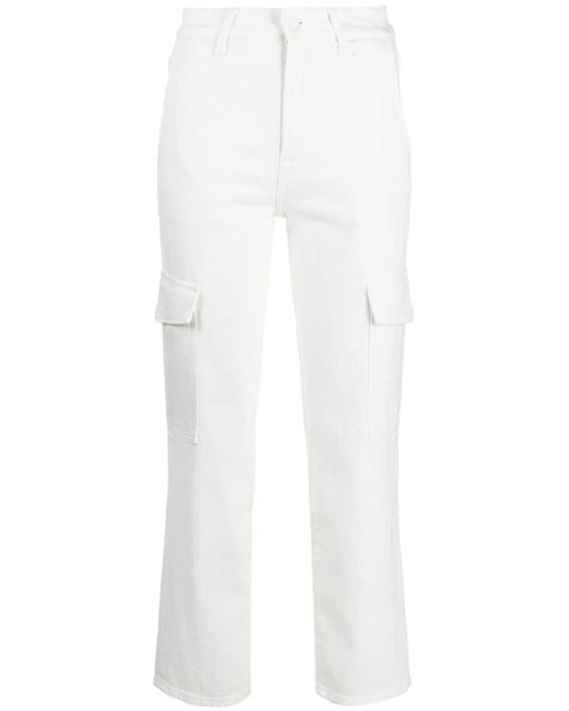 7 For All Mankind White Logan Straight-leg Cargo Trousers